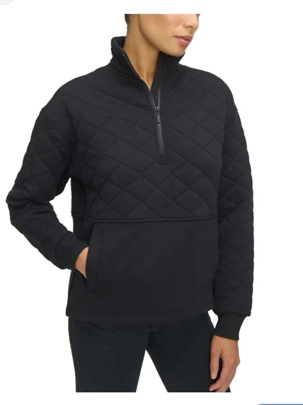 Tilley Black Quilted Half-Zip Pullover for Women